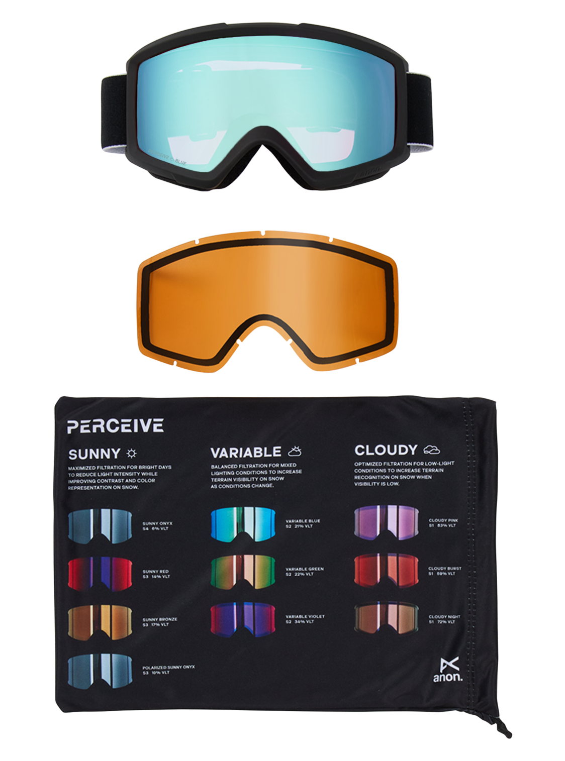Anon Helix 2.0 Perceive Low Bridge Goggles + Bonus Lens