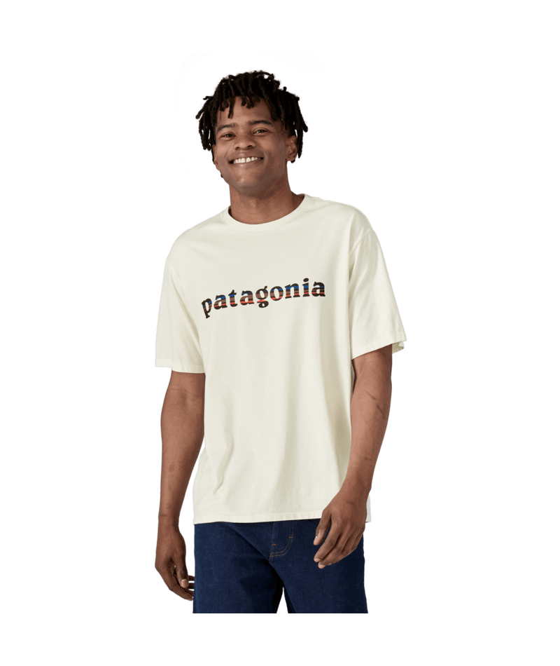 Patagonia 73 Text Logo Organic T-Shirt birch white t-shirt Organic cotton