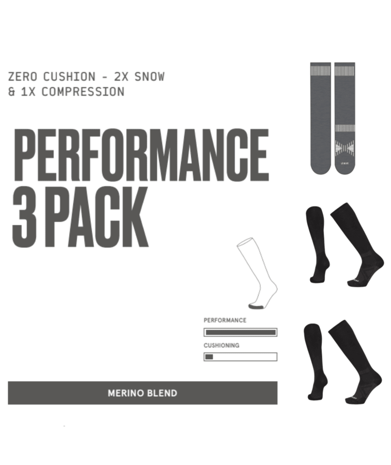 Le Bent Zero Cushion Performance Over the Calf 3PK Sock
