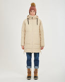 womens travel jacket long puffer cream warm cheap