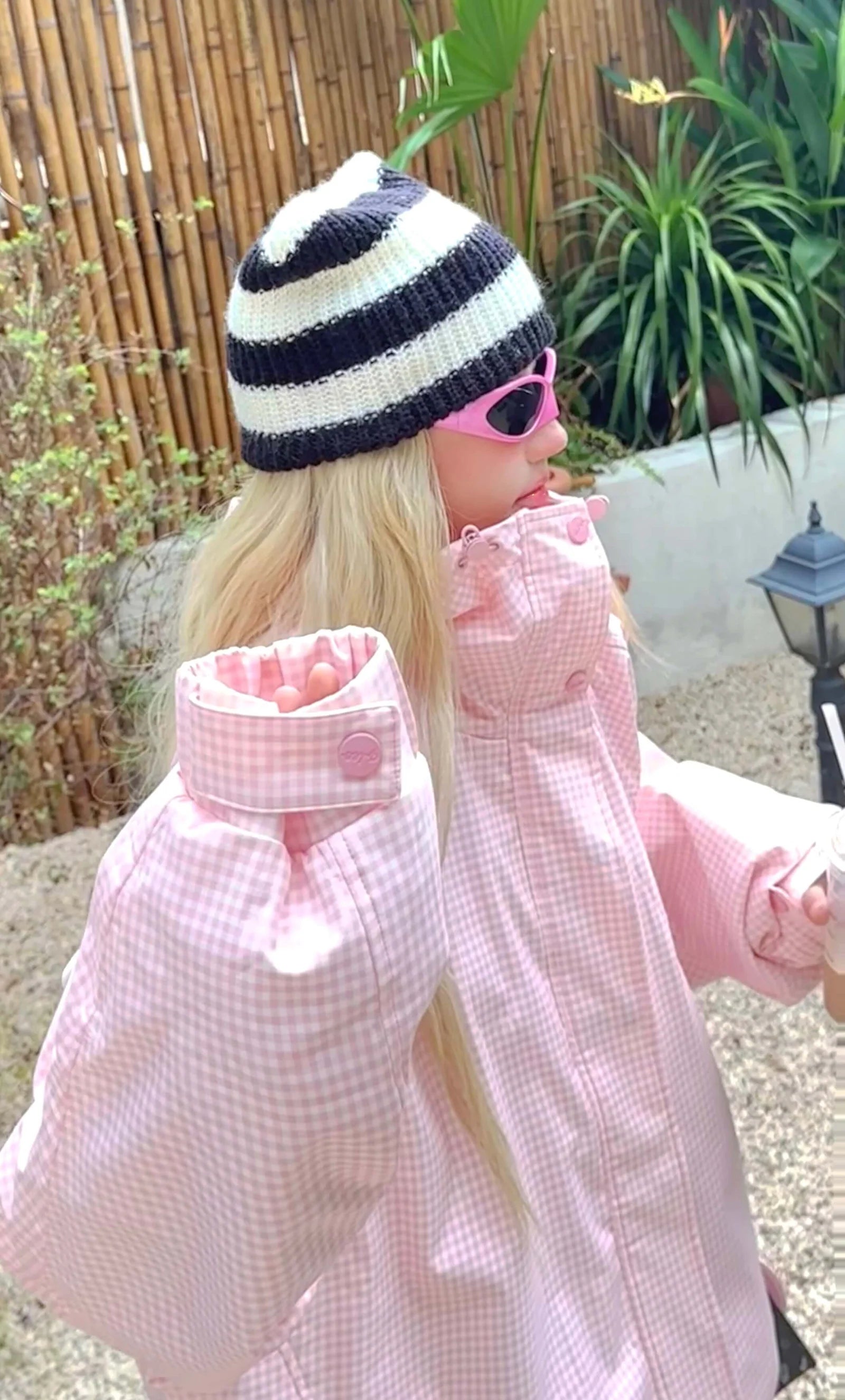 QLEO Pink Checkered Snow Jacket
