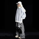 QLEO Street Style Stripe Snow Pants baggy