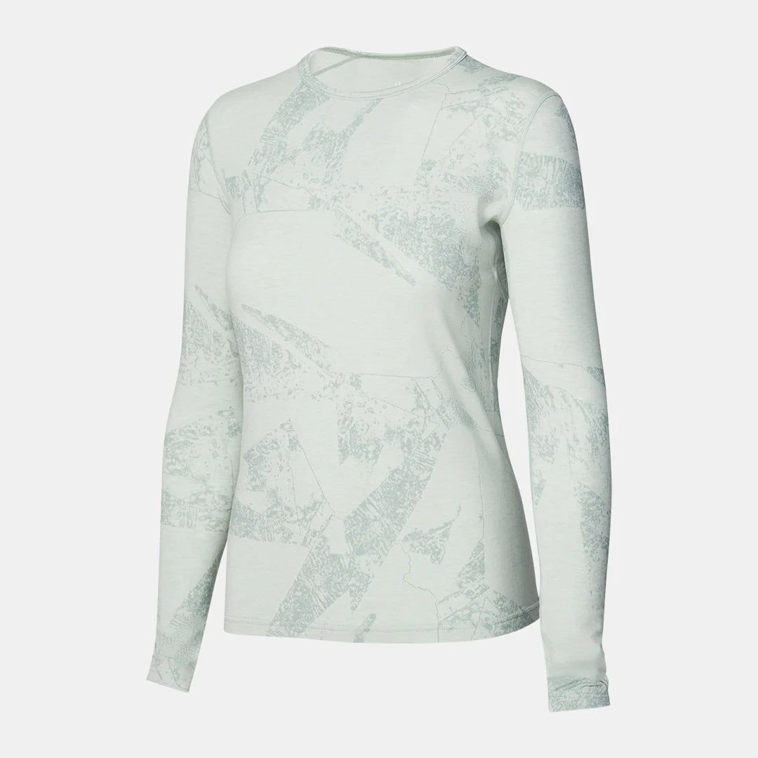Le Bent Fractal Womens Lightweight Crew thermal white pattern merino bamboo