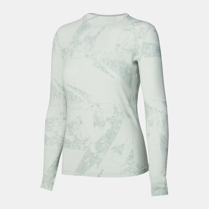 Le Bent Fractal Womens Lightweight Crew thermal white pattern merino bamboo