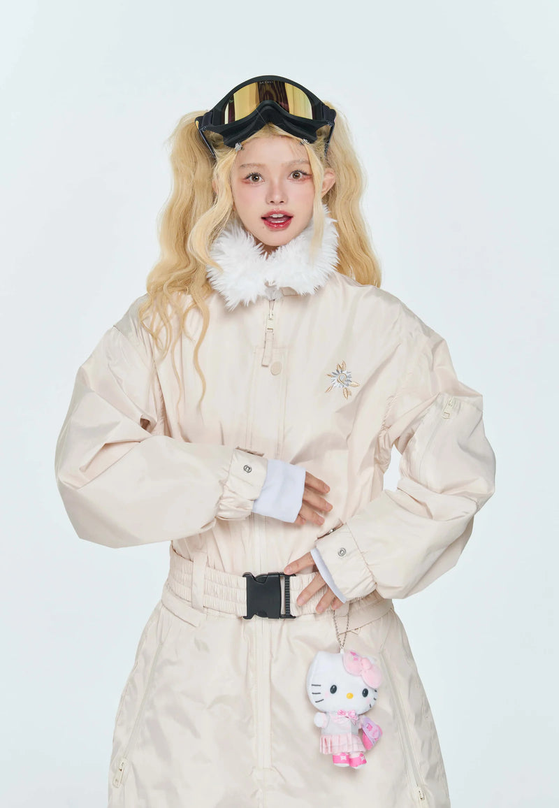 QLEO Fur Collar Suit