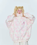QLEO Bow Tie Fur Collar Hoodie
