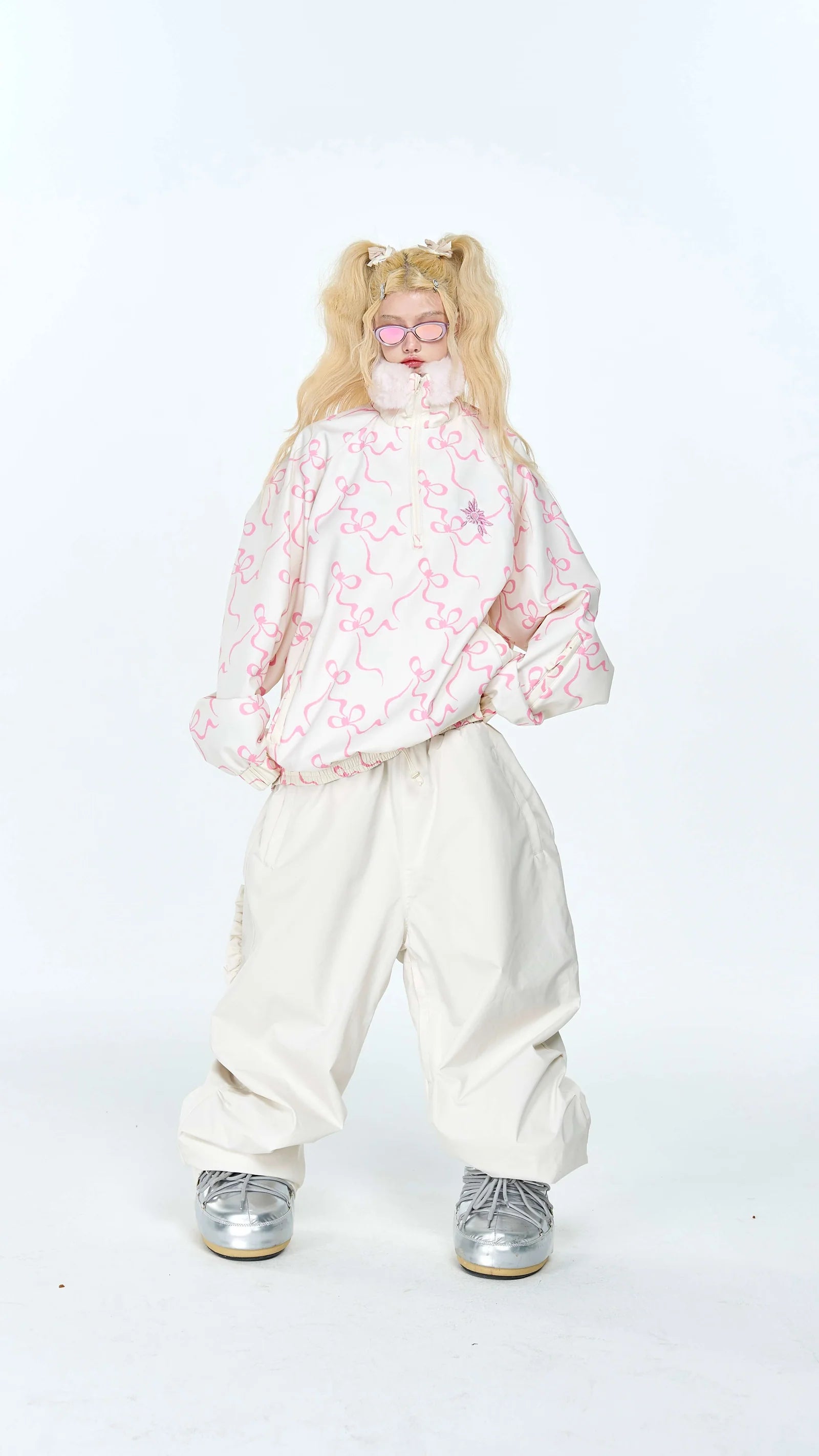 QLEO Bow Tie Fur Collar Hoodie