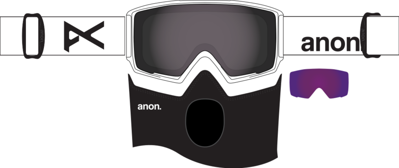 Anon M3 Goggles + Bonus Lens + MFI Face Mask Ski Snowboard Magnetic Snow