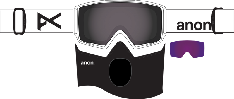 Anon M3 Goggles + Bonus Lens + MFI Face Mask Ski Snowboard Magnetic Snow