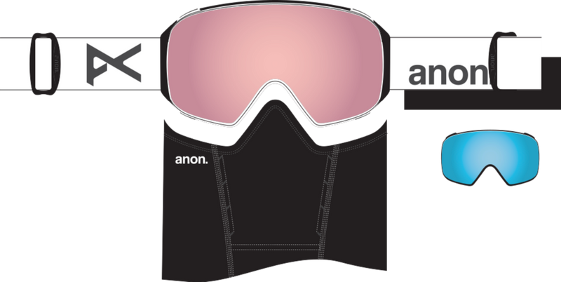 Anon M4 Cylindrical Goggles + Bonus Lens + MFI Face Mask Snowboarding Skiing Magnetic