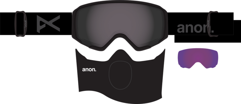 Anon WM1 Low Bridge Fit Goggles + Bonus Lens + MFI Face Mask Ski Snowboard womens magnetic goggles face mask and extra lens asian