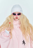 QLEO Pink Checkered Snow Jacket