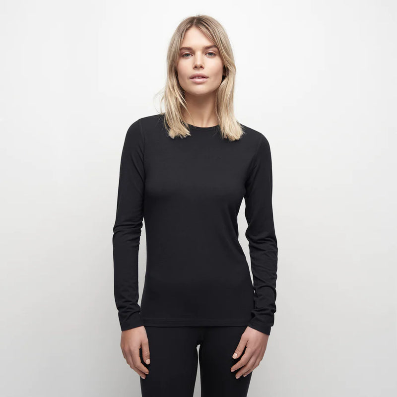 Le Bent Womens 200 Crew Top merino ladies girls bamboo layering thermal travel ski snow snowboarding lightweight no stink sweat very warm